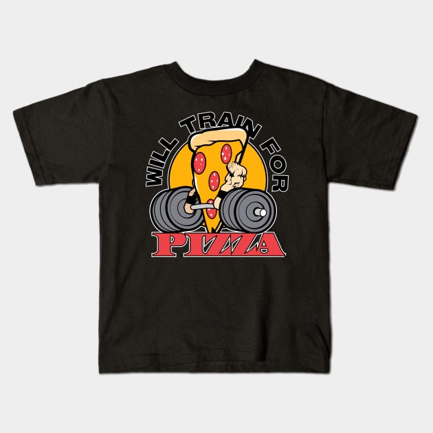 Pizza Gym Kids T-Shirt by Spikeani